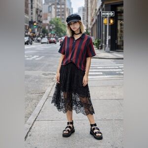 Brixton Cropped Striped Polo Tee | XS
